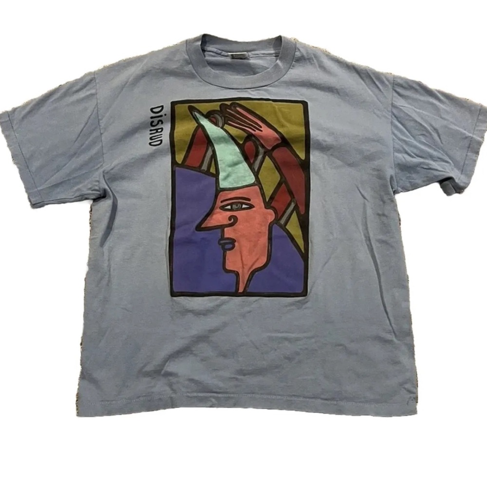 Vintage Carrie Disrud Abstract Geometric Art Portrait Surrealism T-Shirt XL USA